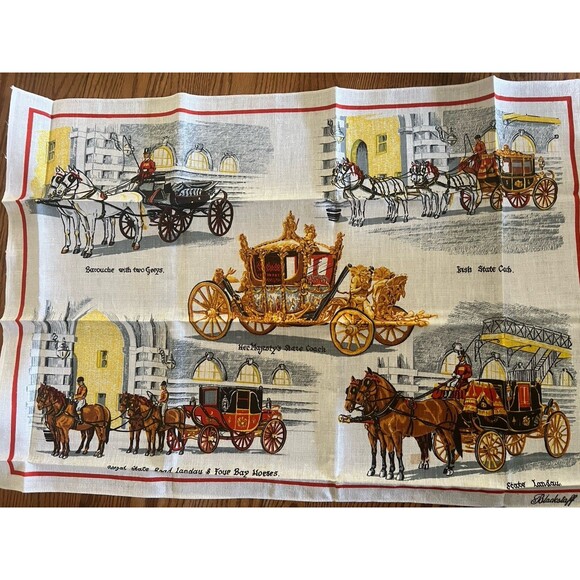 Blackstaff Irish Linen Tea Towel State Coach Made In Ireland Vintage New - Picture 1 of 12